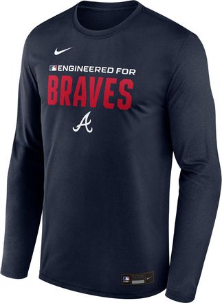 Nike Atlanta Braves Authentic Collection Team Issue Nike Mens Dri-FIT MLB Long-Sleeve T-Shirt in Blue | 02TJ4RHAW-JE6