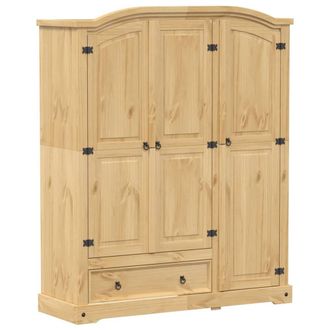 Berkfield Home Wardrobe Corona 151.5x52x186 cm Solid Wood Pine in Brown