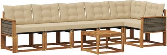 vidaXL Conjunto De Sof&aacute;s De Exterior 7 Uds. Natural Y Beige Vidaxl