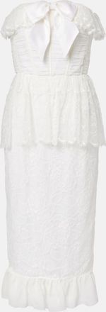 Alessandra Rich Abito bustier in georgette di pizzo e seta