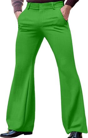 Generic Mens Bell Bottom Pants 70S, Vintage Wide Leg Carnival Disco Leg Pants Fashion Solid Color Trendy Pant Slim Fit Flared Trouser Stretchy Street Wear Bot
