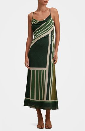 Ever New Annika Strappy Midi Dress in Verde Stripe at Nordstrom, Size 12