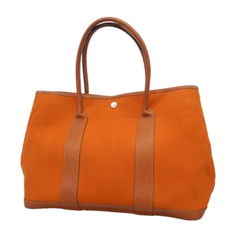 Herm&egrave;s Orange Toile Officier Tote Bag (Pre-Owned)