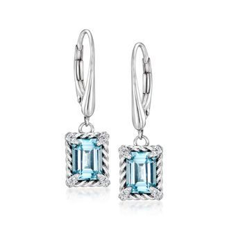 Ross-Simons Sky Blue Topaz Drop Earrings With White Topaz in Sterling Silver