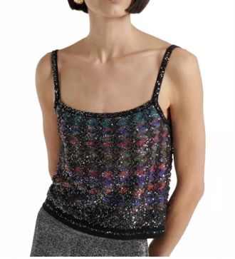 M Missoni Sequin-Embellished Striped Top In Black Multi