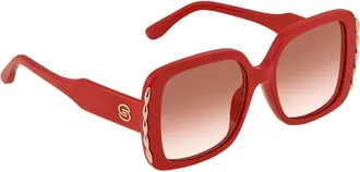 Elie Saab Womens Es 015/s Sunglasses In Shinny Red/gradient Lenses With Light Gold Mirror