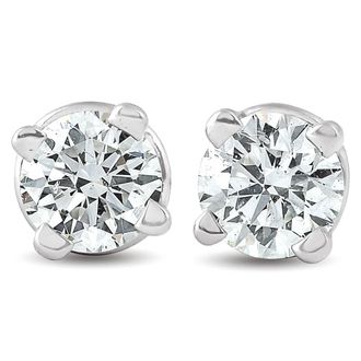Pompeii3 1/3Ct T. W. Round Cut Natural Diamond Screw Back Studs 14k White Gold