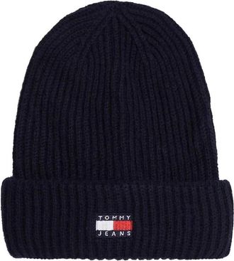 Tommy Hilfiger Beanies, female, Blue, Size: ONE SIZE Ribbed Knit Beanie Hat
