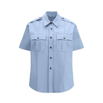 Prada Dames, Blouses & Shirts, Blauw, Maat: S Katoen