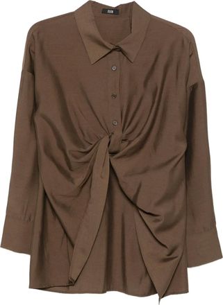 Eleh Katoenen blouse met gedraaide voorkant - Bruin