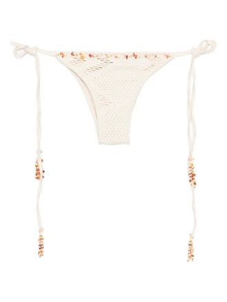 PatBo beaded tie bikini bottom - Neutrals
