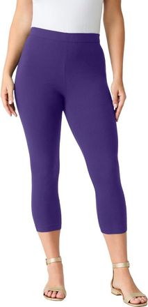 Roaman's Plus Size Essential Stretch Capri Legging in Midnight Violet at Nordstrom, Size 44