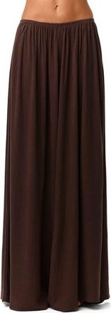 Naked Wardrobe Cotton & Linen WIde Leg Pants in Dark Chocolate at Nordstrom, Size Medium