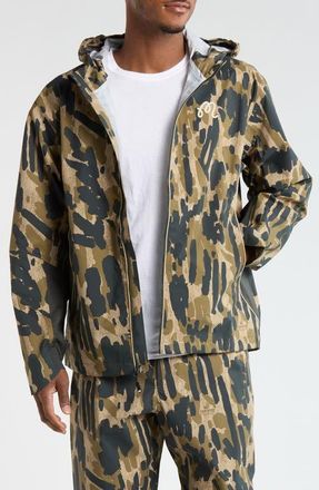 Malbon Golf Tour Divot Camouflage Rain Jacket in Bark Camo at Nordstrom, Size Xx-Large