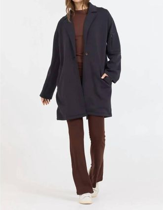 Vintage Havana Cloud Fleece Trench Jacket In Black