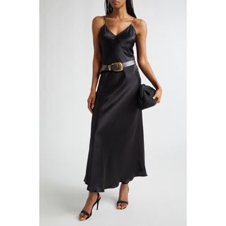 Eleventy Silk Satin Slipdress in 22 Black at Nordstrom, Size 00 Us
