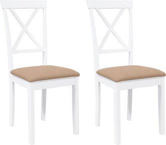 vidaXL Sillas de comedor con cojines 2uds madera maciza blanco caucho vidaXL