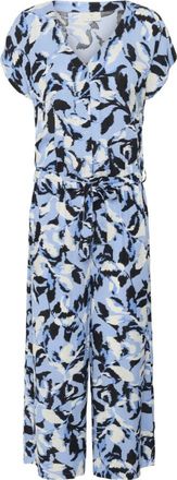 Kaffe Blauwe Bloemenprint Jumpsuit met Korte Mouwen - Dames - Jumpsuits - Veelkleurig - 3XL - Jumpsuits & Playsuits