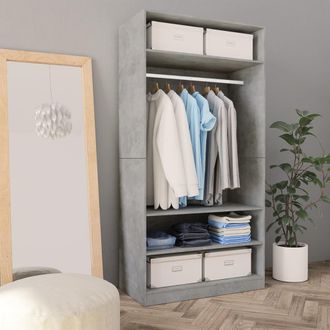 vidaXL Armario De Madera Contrachapada Gris Hormig&oacute;n 100x50x200 Cm Vidaxl