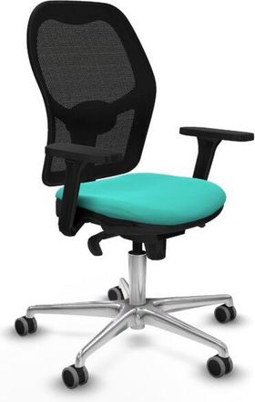 Piqueras y Crespo Piqueras Y Crespo - Jorquera Sincro Malla Negra Similpiel Turquesa Brazos 3d Base Aluminio Ruedas 65mm Engomada