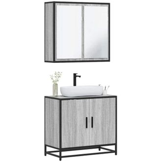 vidaXL Vidaxl - Set De Muebles De Ba&ntilde;o 2 Pzas Madera Contrachapada Gris Sonoma