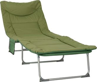 vidaXL Tumbona Plegable Con Coj&iacute;n Verde Oscuro Vidaxl