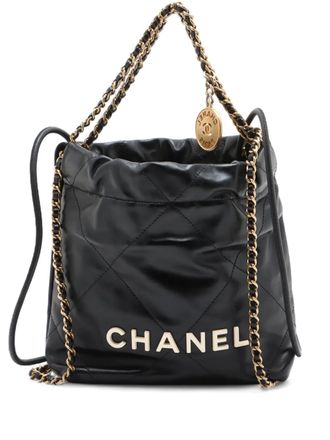 Chanel 2021-2025 Mini Shiny Calfskin 22 Handbag satchel - Zwart