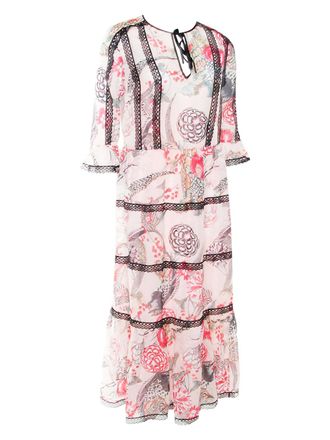 Temperley London floral-print lace-trim maxi dress - Neutrals