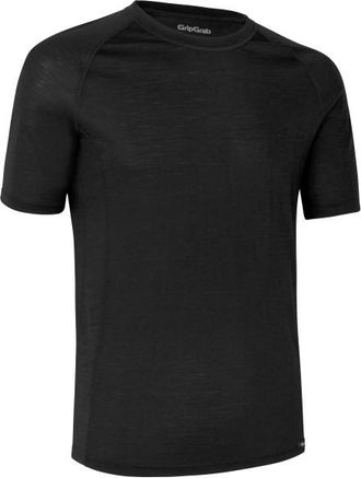 GripGrab Merino Blend Thermal Short Sleeve Base Layer Merinounterwäsche für Herren | schwarz