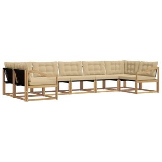 vidaXL Conjunto De Sof&aacute;s De Exterior Con Coj&iacute;n 7 Pcs Y Beige Vidaxl
