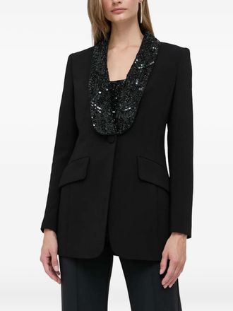 Luisa Spagnoli embellished shawl-lapels blazer - women - Viscose/Elastane - 42 - Black