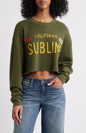 Daydreamer California Sublime Crop Graphic Sweatshirt in Military Green at Nordstrom Rack, Size Small
