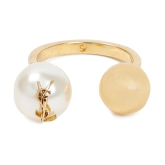 Saint Laurent Rings, female, Yellow, Size: 45 MM Cassandre Pearl and Ball Ring