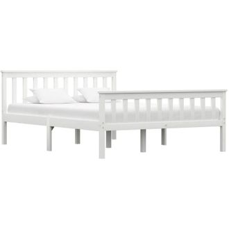 vidaXL Bed Frame without Mattress White Solid Pinewood 140x200 cm Vidaxl
