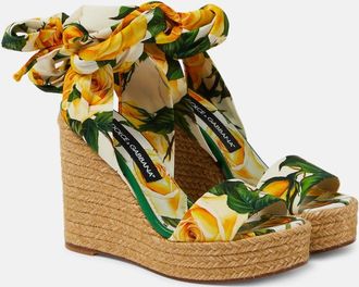 Dolce & Gabbana Floral satin wedge espadrilles