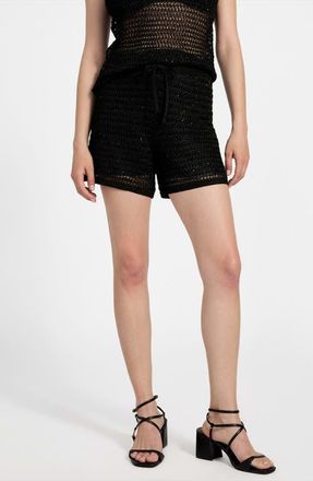 Guess Bella Open Stitch Sweater Shorts in Jet Black Multi at Nordstrom, Size X-Small