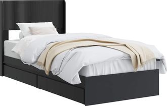 vidaXL Estructura De Cama Con Almacenamiento Y Cabecero Negro Vidaxl