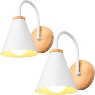 OEM Juego De 2 Apliques De Pared Interiores E27 (de Madera) Aptos Para Sal&oacute;n Y Cocina (blancos)