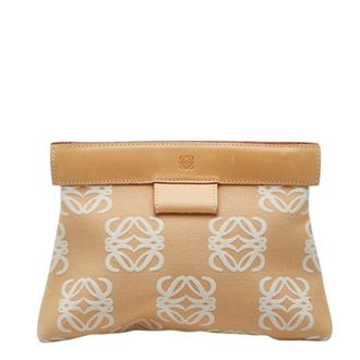 Loewe Beige Canvas Leather Clutch Bag (Pre-Owned)