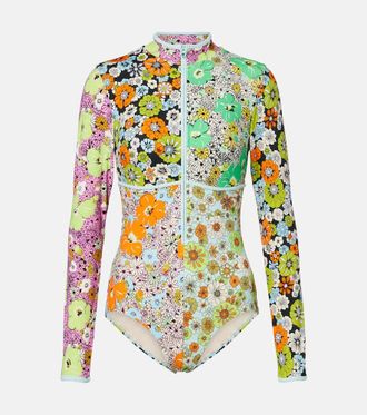 Alemais Al&eacute;mais Orange Blossom floral rashguard swimsuit