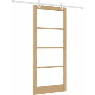 vidaXL Vidaxl - Puerta Corrediza Manual Marr&oacute;n 93 X 211 Cm Madera Y Metal