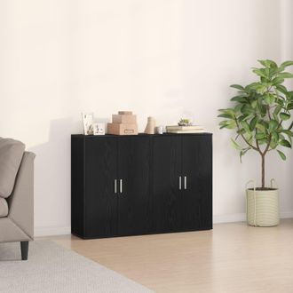 Berkfield Home Sideboards 2 pcs Black Oak 60x31x84 cm Engineered Wood | Size: 60 x 31 x 84 cm