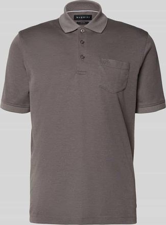 Bugatti Regular Fit Poloshirt mit Brusttasche und Label-Stitching in Taupe, Gr&ouml;&szlig;e XXXL