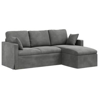 vidaXL Sof&aacute; Gris Oscuro 198 X 134 X 80 Cm Terciopelo Vidaxl
