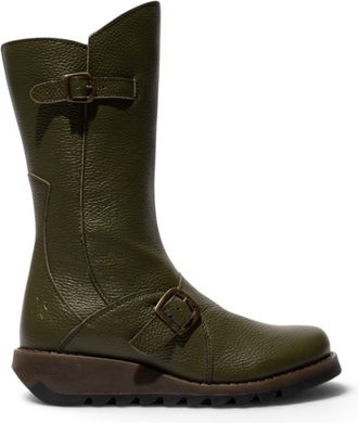 FLY London Fly London Womens Military Green Leather Mid-Calf Long Boots - MES2913