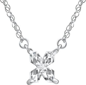 Pompeii3 Diamond X Initial Pendant 18 Necklace 14K White Gold Lab Grown