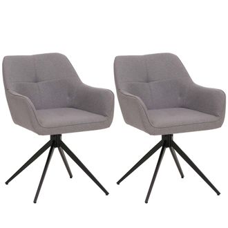Hhg Nunca Usado] Juego De 2 Sillas De Comedor Hhg 983, Reposabrazos Para Silla De Cocina, Giratoria Con Retorno Autom&aacute;tico, Tela/textil (270g/m&sup2;), Gris Cl