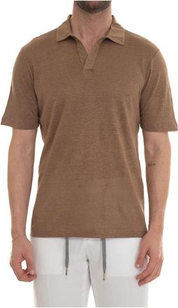 Gran Sasso Lichte Linnen Polo Shirt met Slub Textuur - Heren - Polos - Beige - 3XL - Linnen - Tops