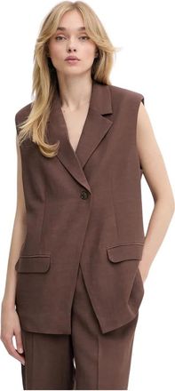 Sams&oslash;e & Sams&oslash;e Sathena Vest - Dames - Bodywarmers - Bruin - S - Linnen - Jassen