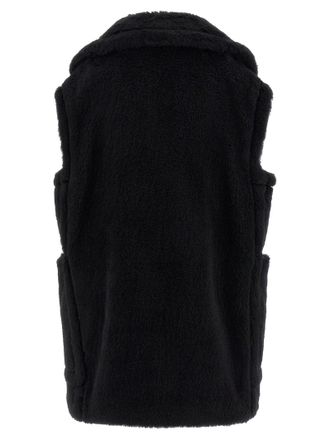 Max Mara Womens Black Alpaca Leather Sleeveless Jacket Clothing